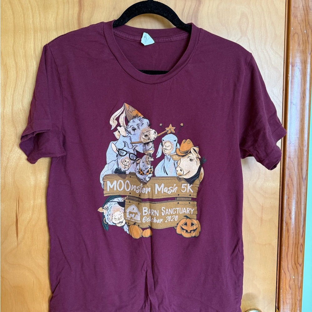 Alternative Red Short Sleeve Tee with Whimsical Design
